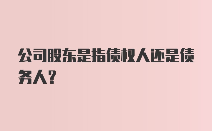 公司股东是指债权人还是债务人？