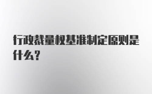 行政裁量权基准制定原则是什么?