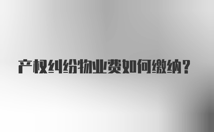 产权纠纷物业费如何缴纳？