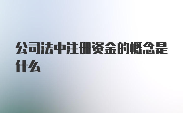 公司法中注册资金的概念是什么