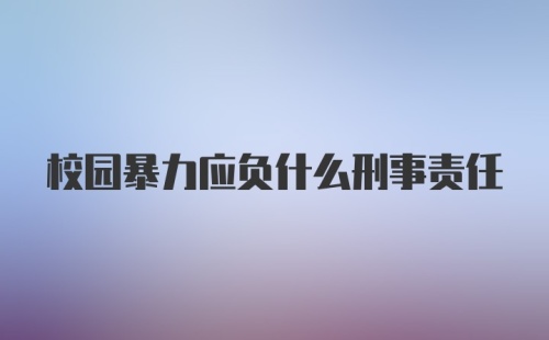 校园暴力应负什么刑事责任