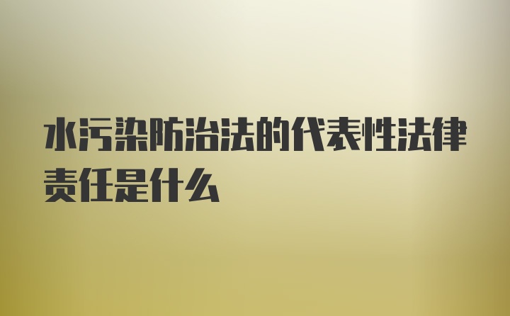 水污染防治法的代表性法律责任是什么