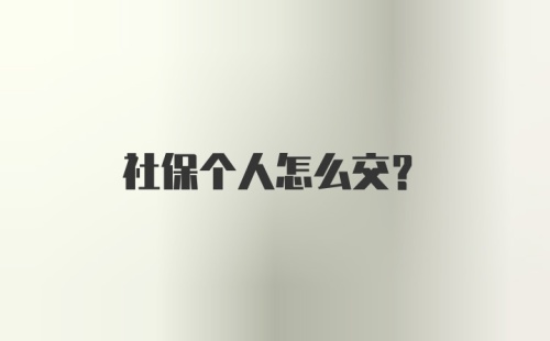 社保个人怎么交？