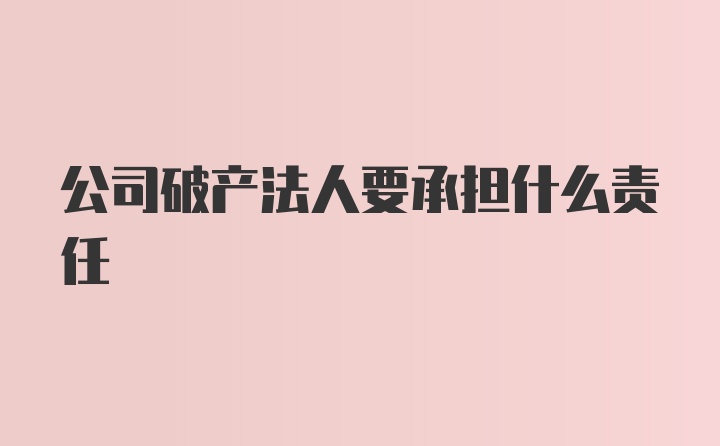 公司破产法人要承担什么责任