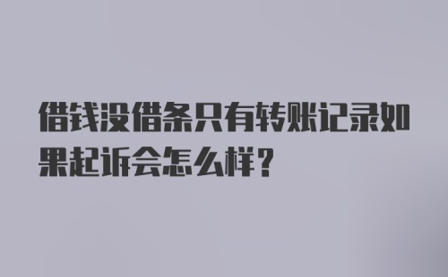 借钱没借条只有转账记录如果起诉会怎么样？