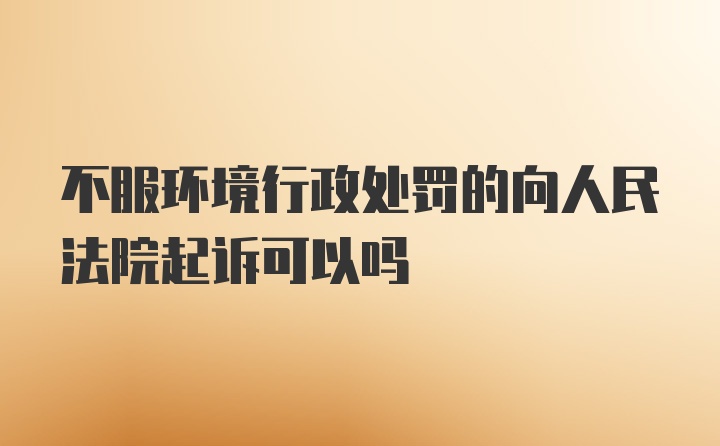 不服环境行政处罚的向人民法院起诉可以吗