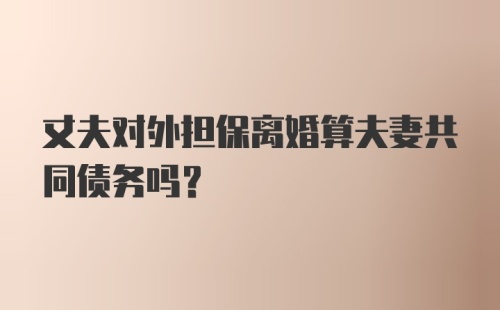 丈夫对外担保离婚算夫妻共同债务吗？