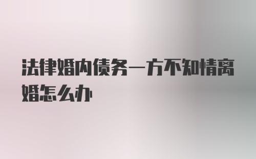 法律婚内债务一方不知情离婚怎么办