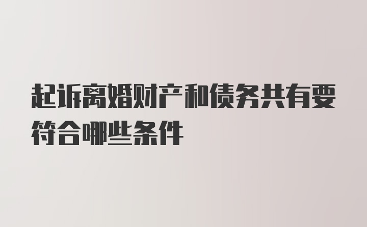 起诉离婚财产和债务共有要符合哪些条件