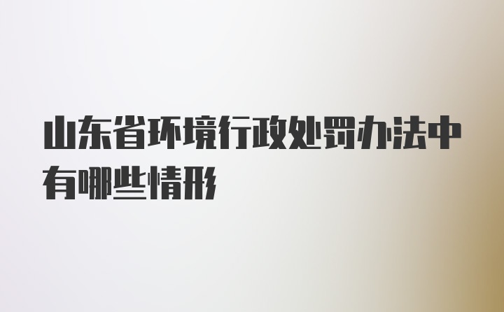 山东省环境行政处罚办法中有哪些情形