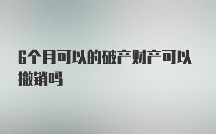 6个月可以的破产财产可以撤销吗