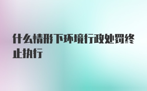 什么情形下环境行政处罚终止执行