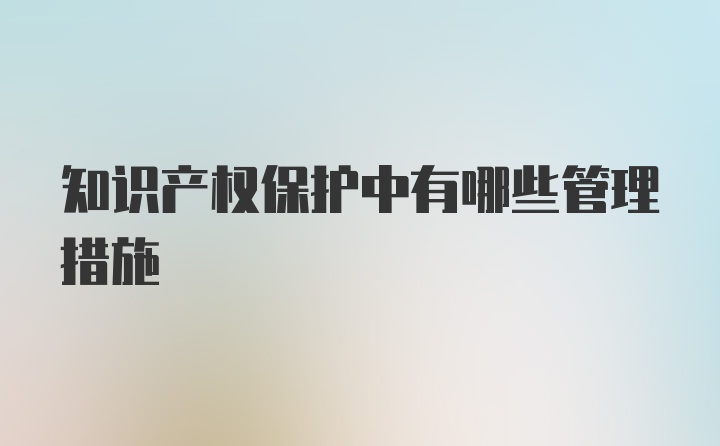 知识产权保护中有哪些管理措施