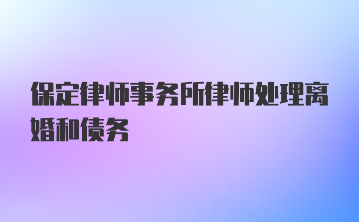 保定律师事务所律师处理离婚和债务