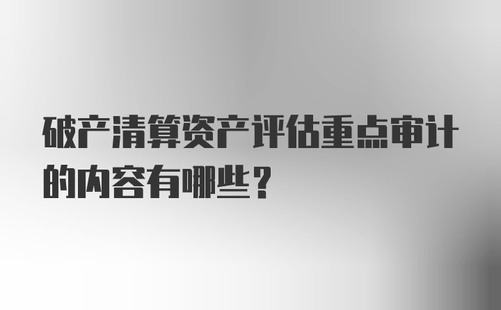 破产清算资产评估重点审计的内容有哪些？