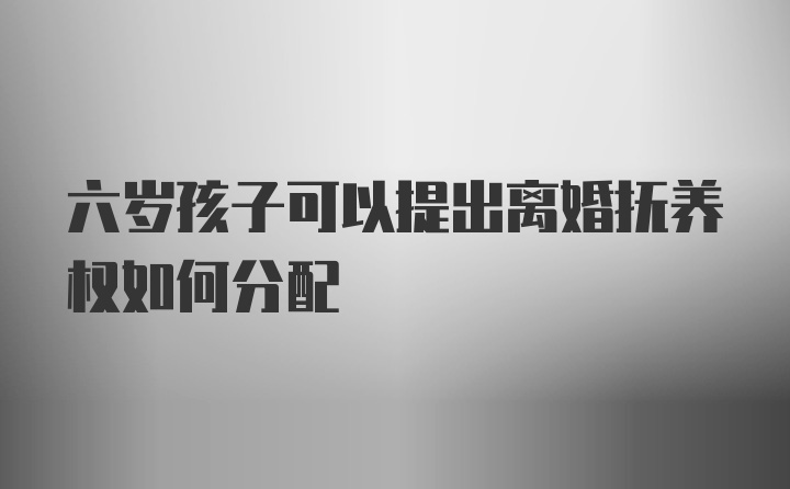 六岁孩子可以提出离婚抚养权如何分配