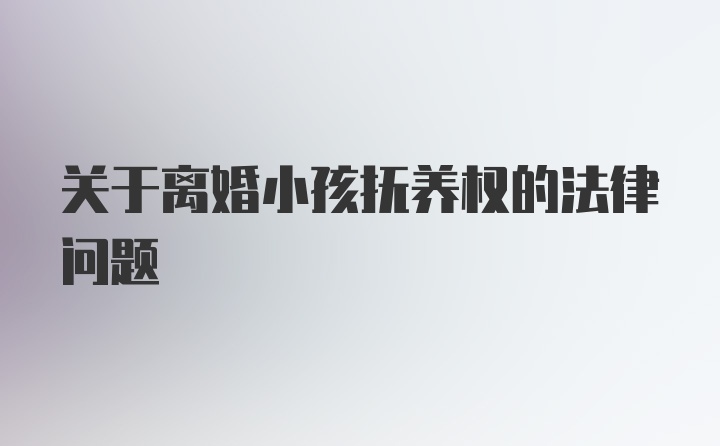 关于离婚小孩抚养权的法律问题