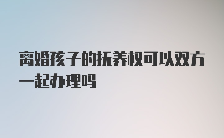 离婚孩子的抚养权可以双方一起办理吗