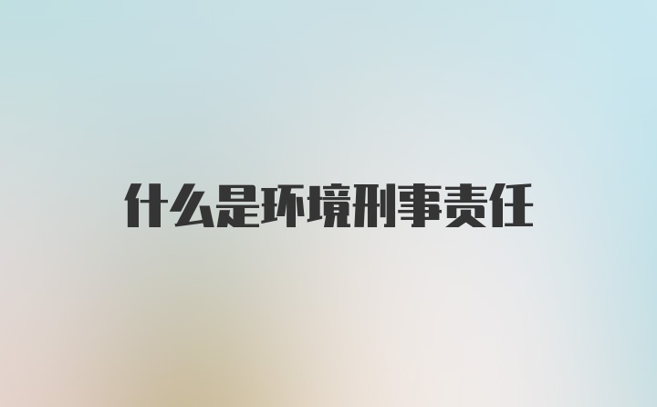 什么是环境刑事责任