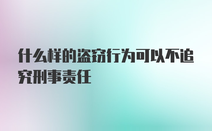 什么样的盗窃行为可以不追究刑事责任