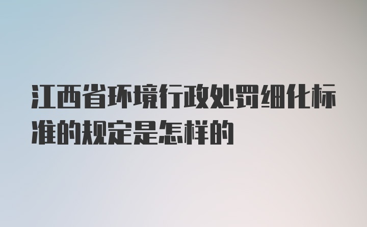 江西省环境行政处罚细化标准的规定是怎样的