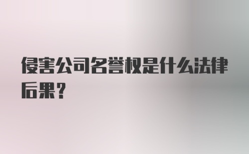 侵害公司名誉权是什么法律后果？