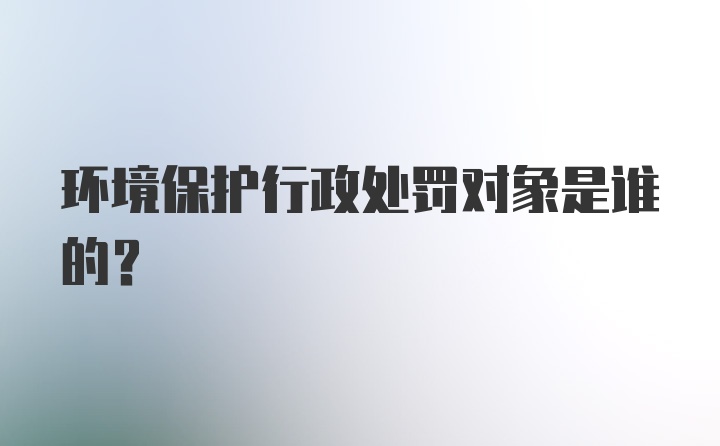 环境保护行政处罚对象是谁的？