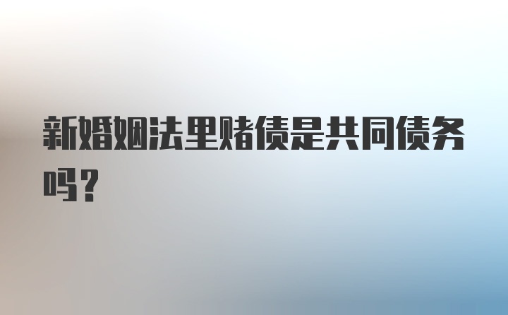 新婚姻法里赌债是共同债务吗?