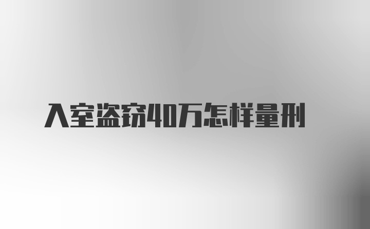 入室盗窃40万怎样量刑