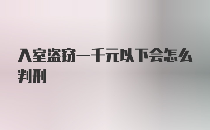 入室盗窃一千元以下会怎么判刑