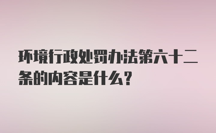 环境行政处罚办法第六十二条的内容是什么?