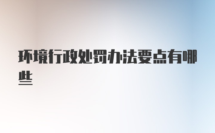 环境行政处罚办法要点有哪些