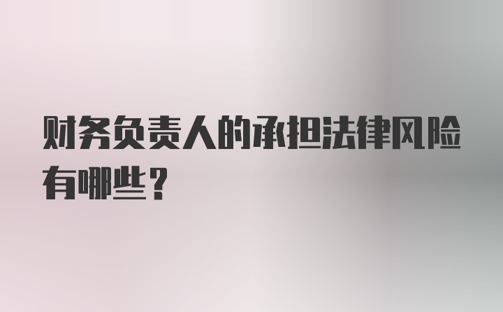 财务负责人的承担法律风险有哪些？