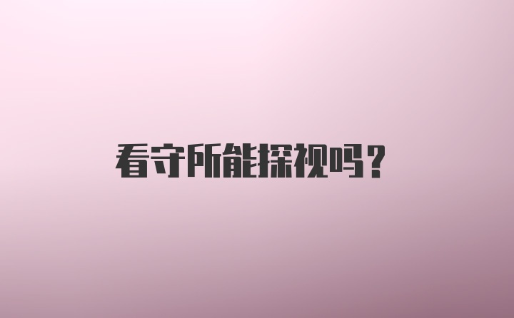 看守所能探视吗？