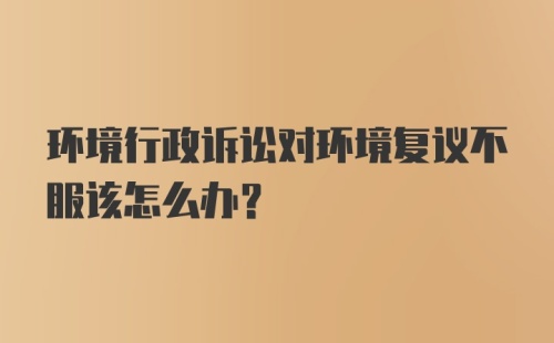 环境行政诉讼对环境复议不服该怎么办？