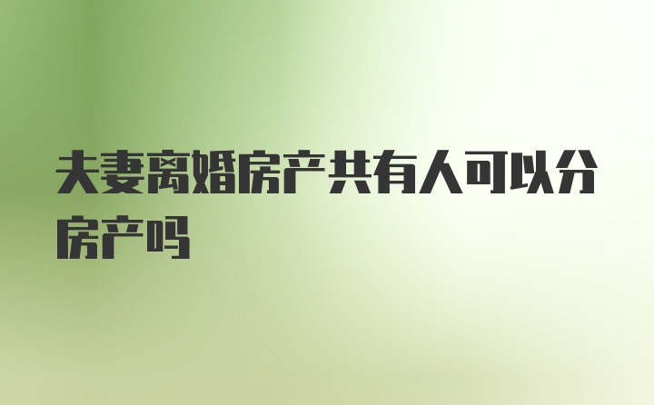 夫妻离婚房产共有人可以分房产吗