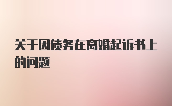 关于因债务在离婚起诉书上的问题