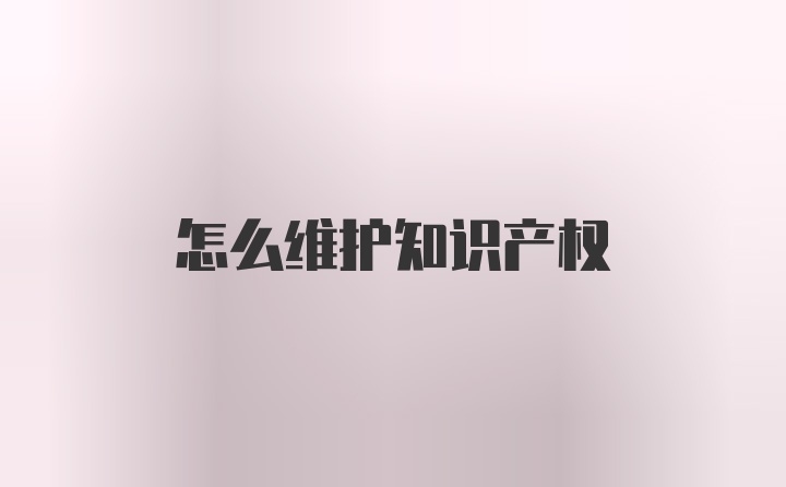 怎么维护知识产权