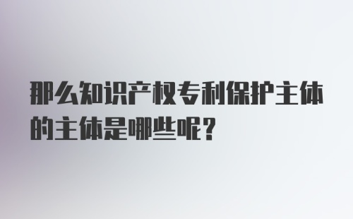 那么知识产权专利保护主体的主体是哪些呢？