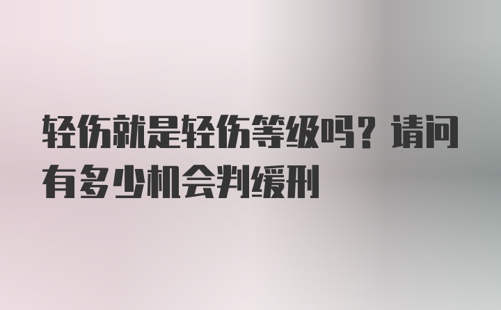 轻伤就是轻伤等级吗？请问有多少机会判缓刑