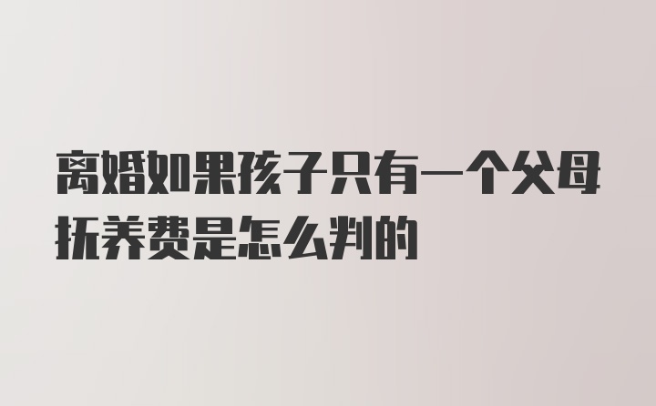 离婚如果孩子只有一个父母抚养费是怎么判的