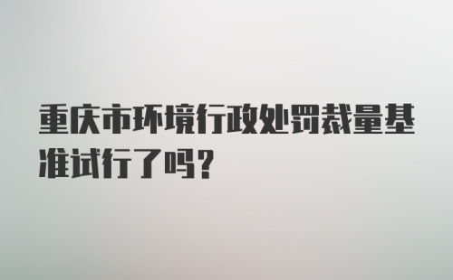 重庆市环境行政处罚裁量基准试行了吗?