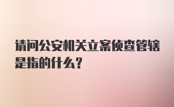 请问公安机关立案侦查管辖是指的什么？