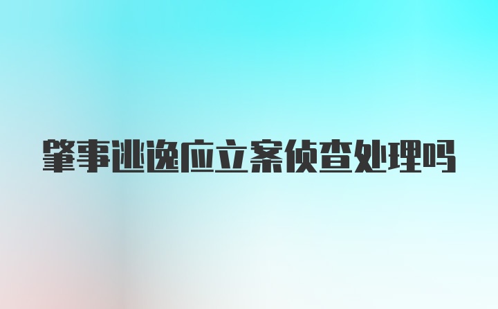 肇事逃逸应立案侦查处理吗