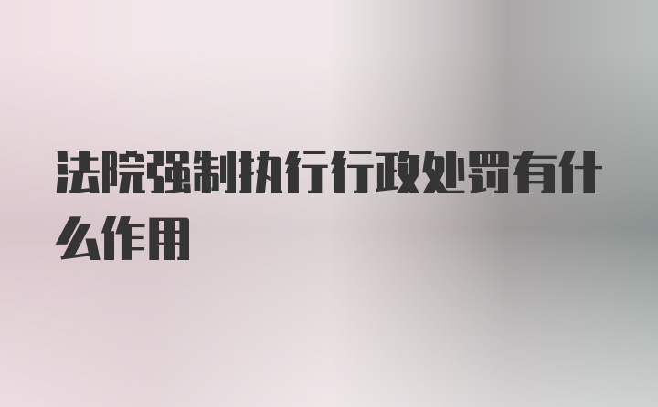 法院强制执行行政处罚有什么作用