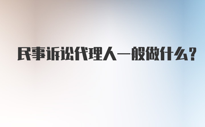 民事诉讼代理人一般做什么？