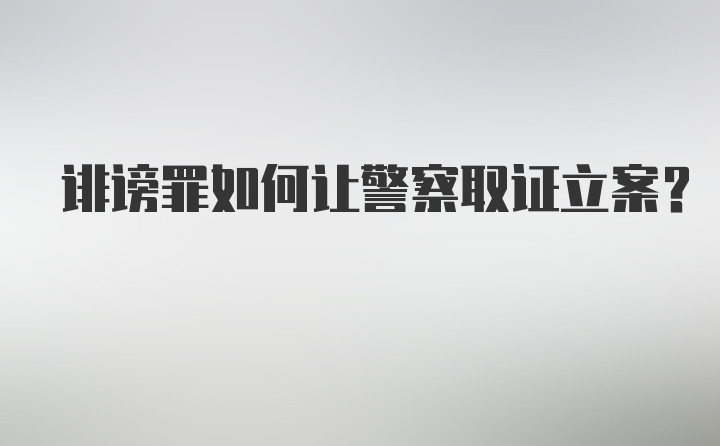 诽谤罪如何让警察取证立案？