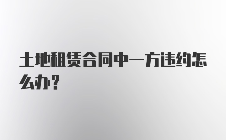 土地租赁合同中一方违约怎么办？