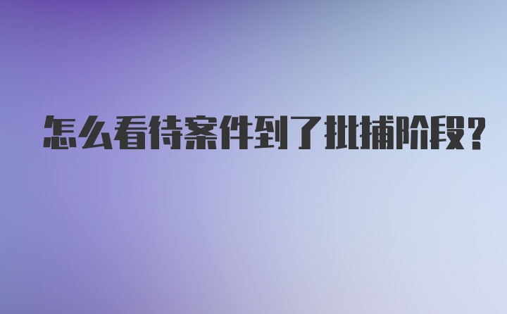 怎么看待案件到了批捕阶段？