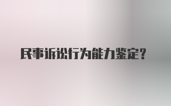 民事诉讼行为能力鉴定?